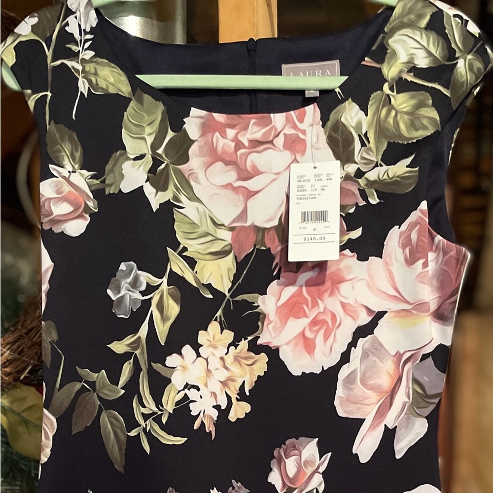Floral Black Midi Dress